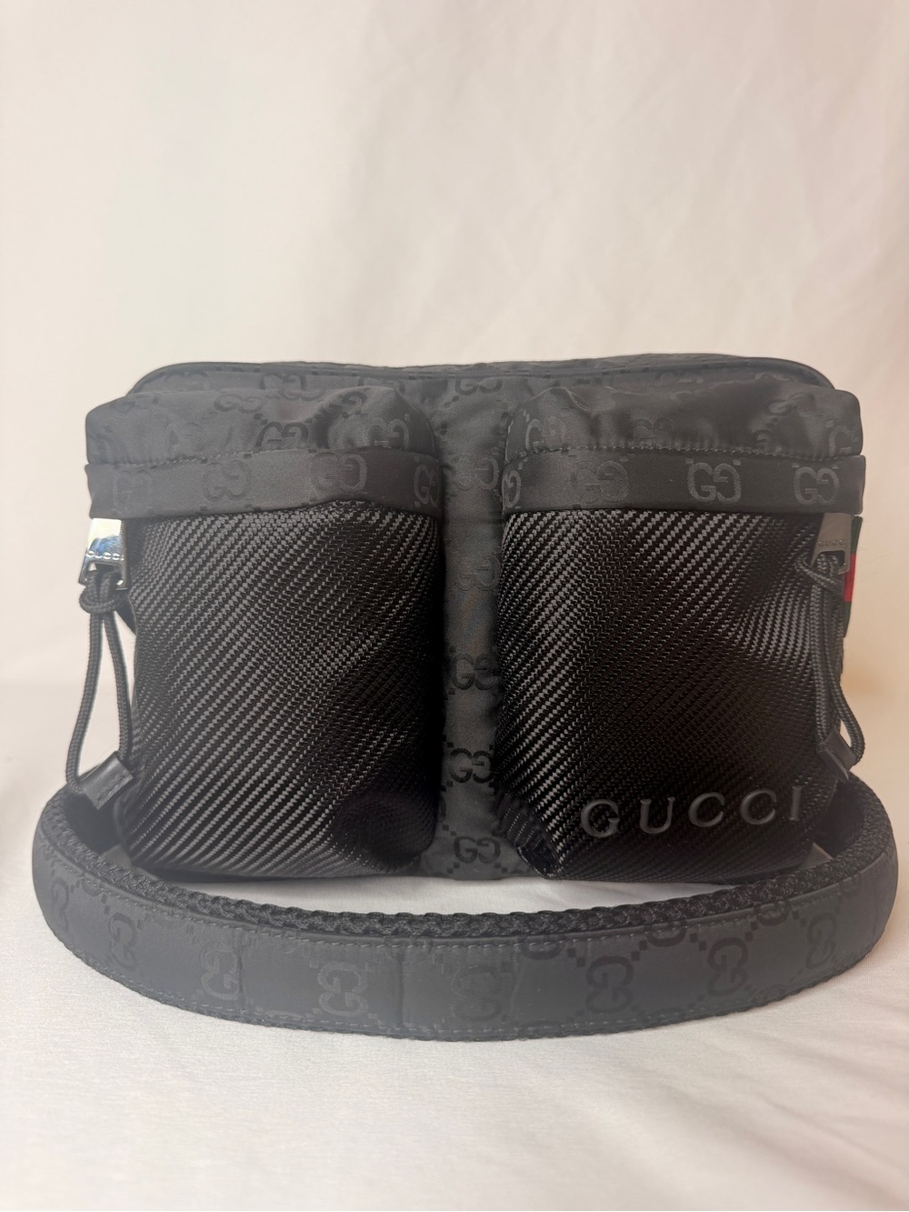 Gucci Nexus Small GG Nylon Crossbody Bag Black 834475 NWT w/ Gift Box